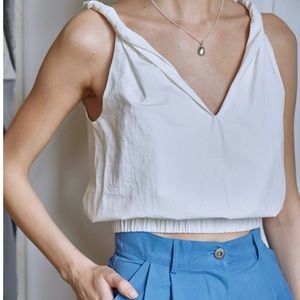 NWOT Pixie Market rolled shoulder cotton top